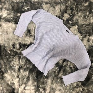 VERVE AMI RIBBED LIGHT BLUE CROPPED SWEATER TOP